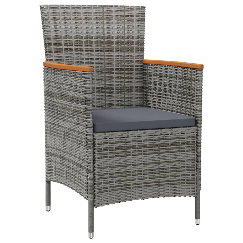 vidaXL Set comedor jardín 11 pzas cojines ratán sintético negro y gris