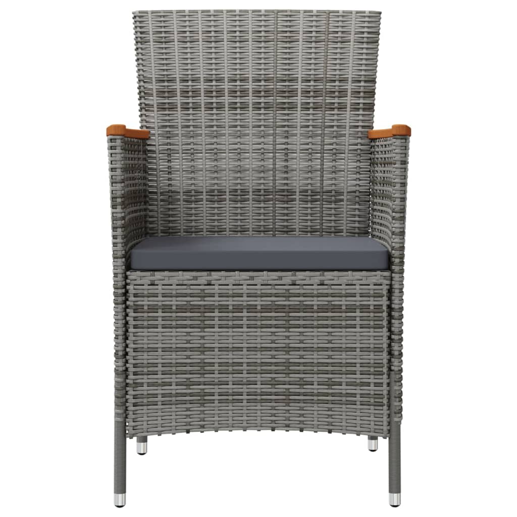 vidaXL Set comedor jardín 11 pzas cojines ratán sintético negro y gris