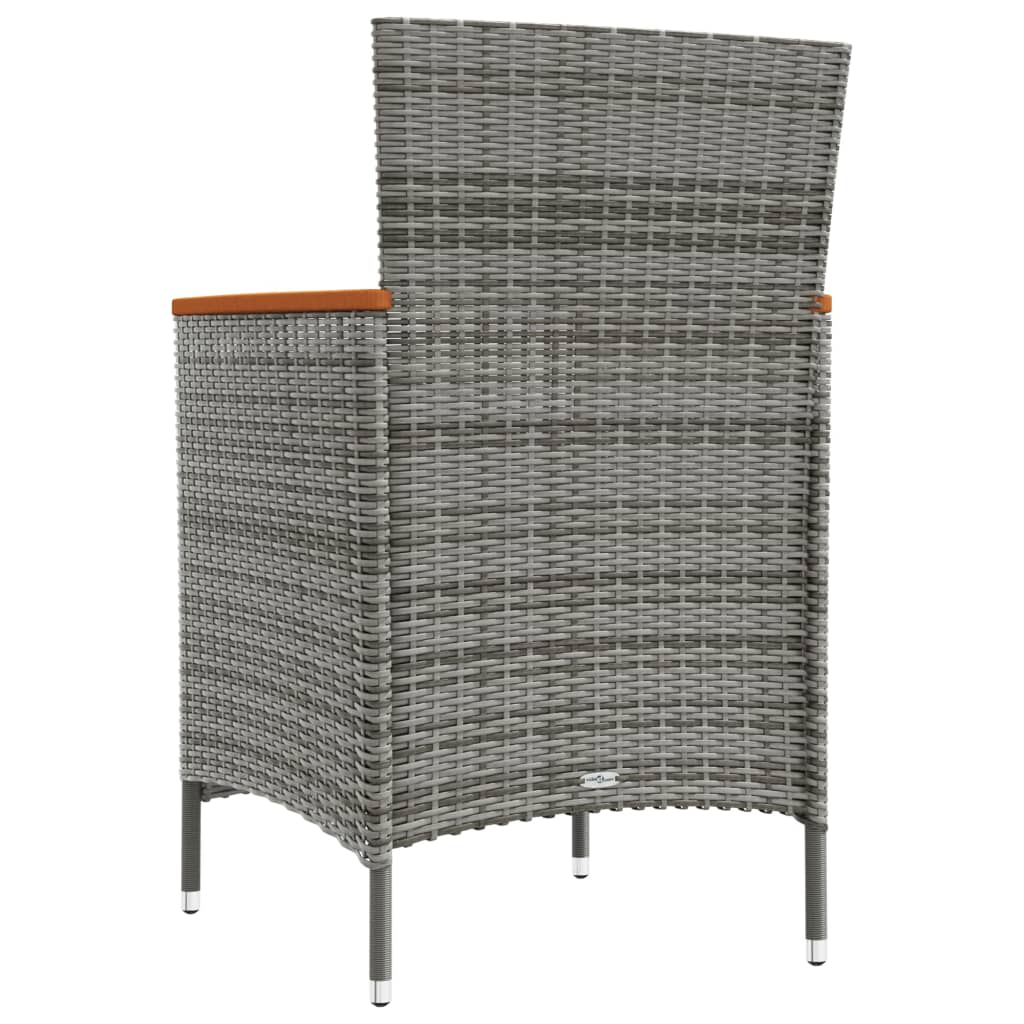 vidaXL Set comedor jardín 11 pzas cojines ratán sintético negro y gris