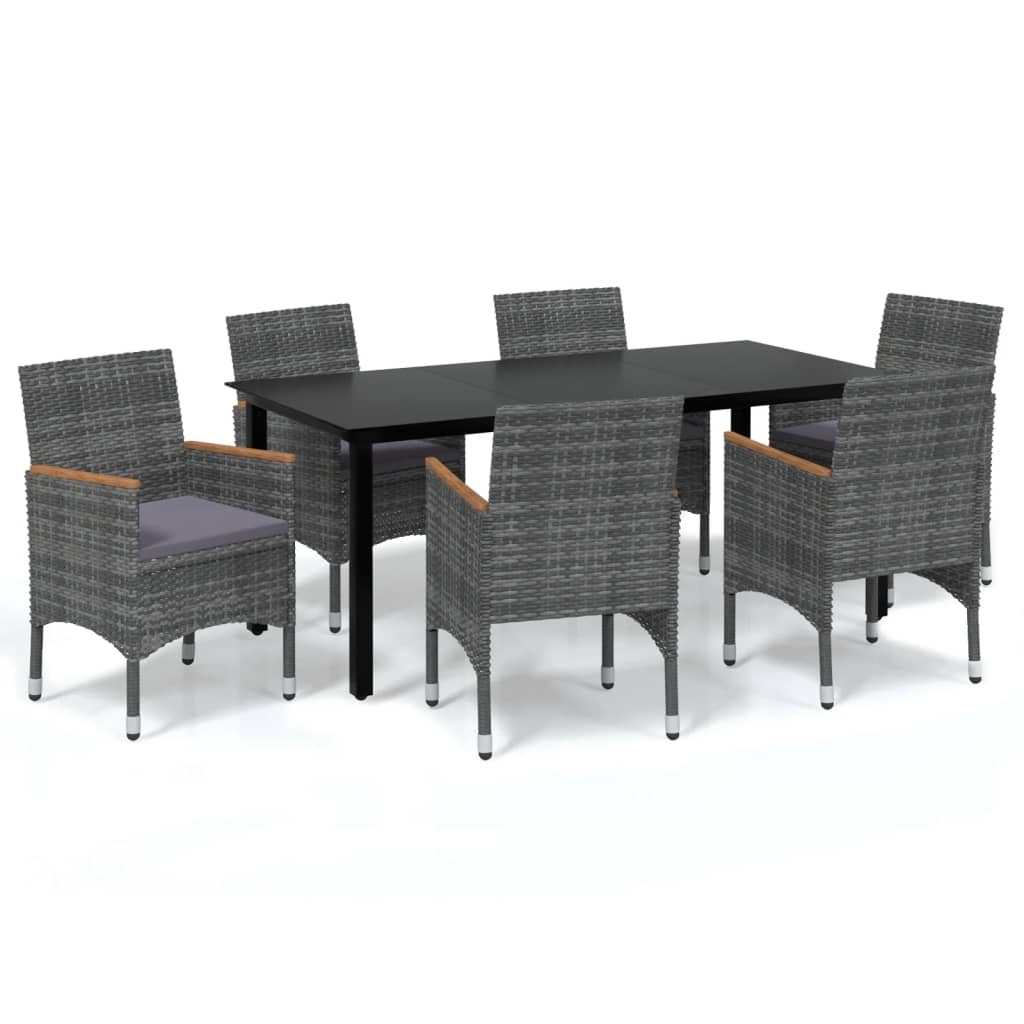 vidaXL Set de muebles jardín 7 pzas con cojines ratán sintético gris