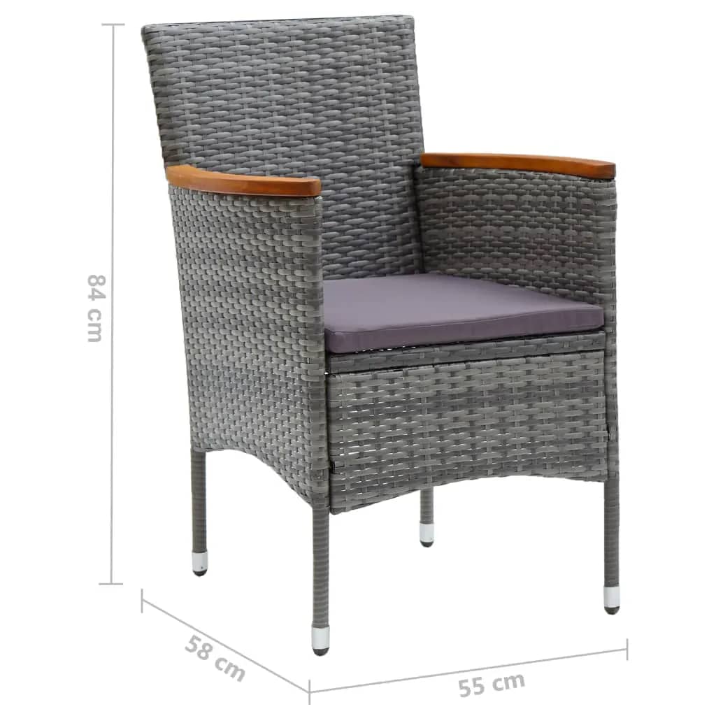 vidaXL Set de muebles jardín 7 pzas con cojines ratán sintético gris