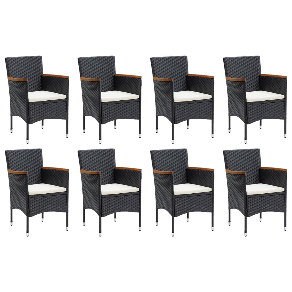 vidaXL Set de muebles de jardín 9 pzas y cojines ratán sintético negro