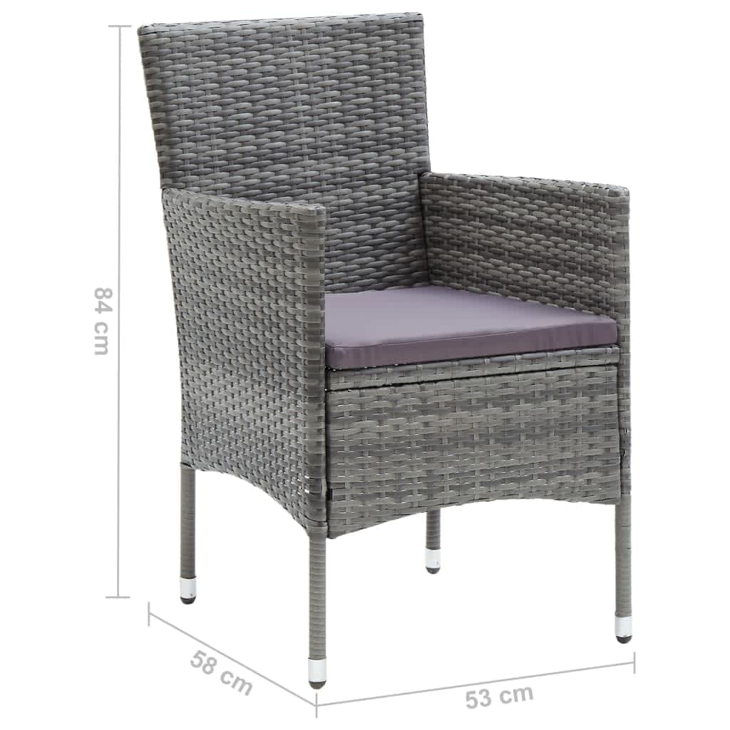 vidaXL Juego muebles jardín 5 pzas con cojines ratán sintético gris