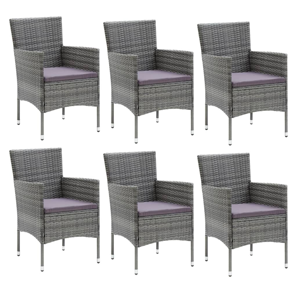 vidaXL Set de muebles jardín 7 pzas con cojines ratán sintético gris