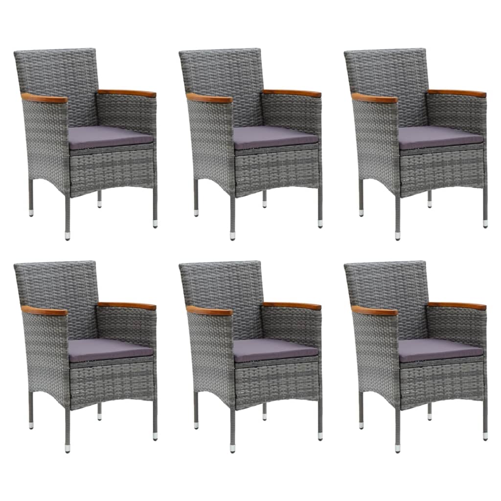 vidaXL Set de muebles jardín 7 pzas con cojines ratán sintético gris