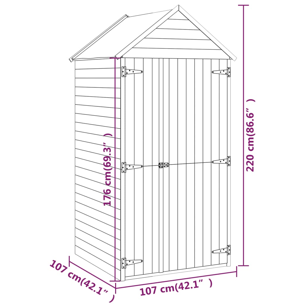 vidaXL Cobertizo de herramientas con puerta madera pino 107x107x220 cm