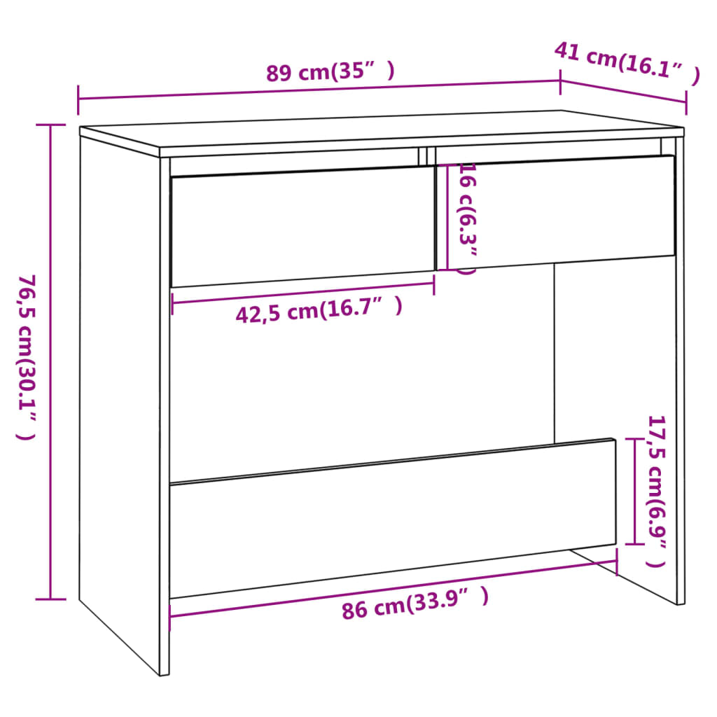 vidaXL Mesa consola de madera contrachapada blanco 89x41x76,5 cm