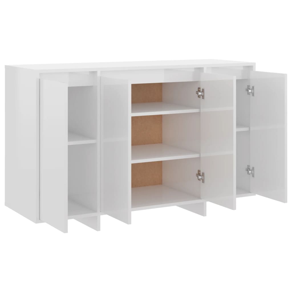 vidaXL Aparador de madera contrachapada blanco brillante 120x41x75 cm