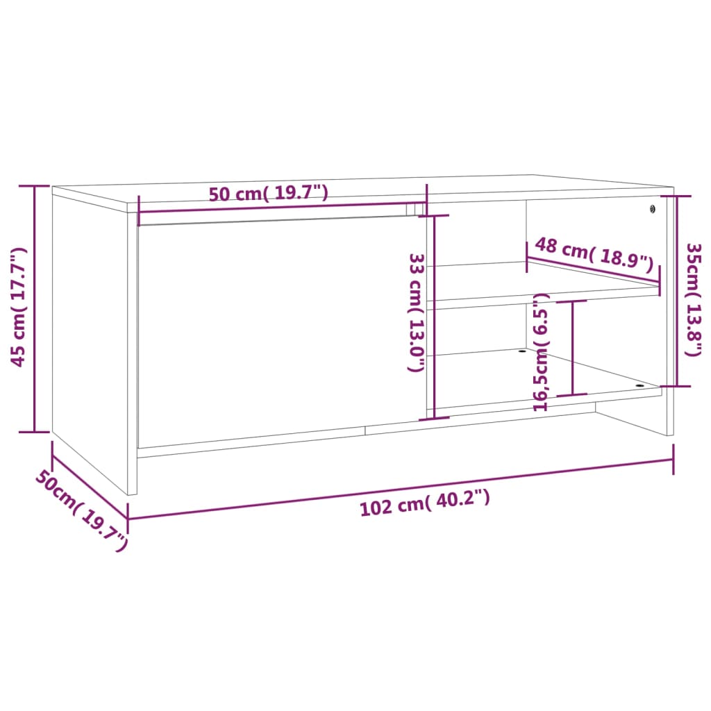 vidaXL Mesa de centro madera de ingeniería negra 102x50x45 cm