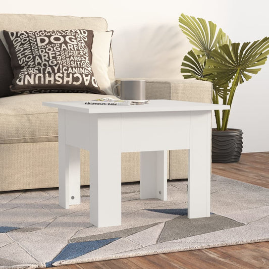 vidaXL Mesa de centro madera contrachapada blanco 55x55x42 cm