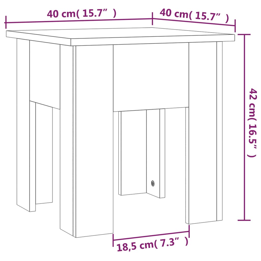 vidaXL Mesa de centro madera de ingeniería negra 40x40x42 cm