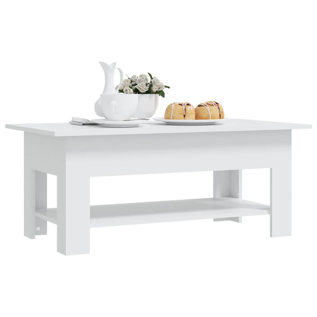 vidaXL Mesa de centro madera de ingeniería blanca 102x55x42 cm