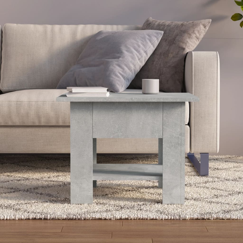 vidaXL Mesa de centro madera contrachapada gris hormigón 55x55x42 cm