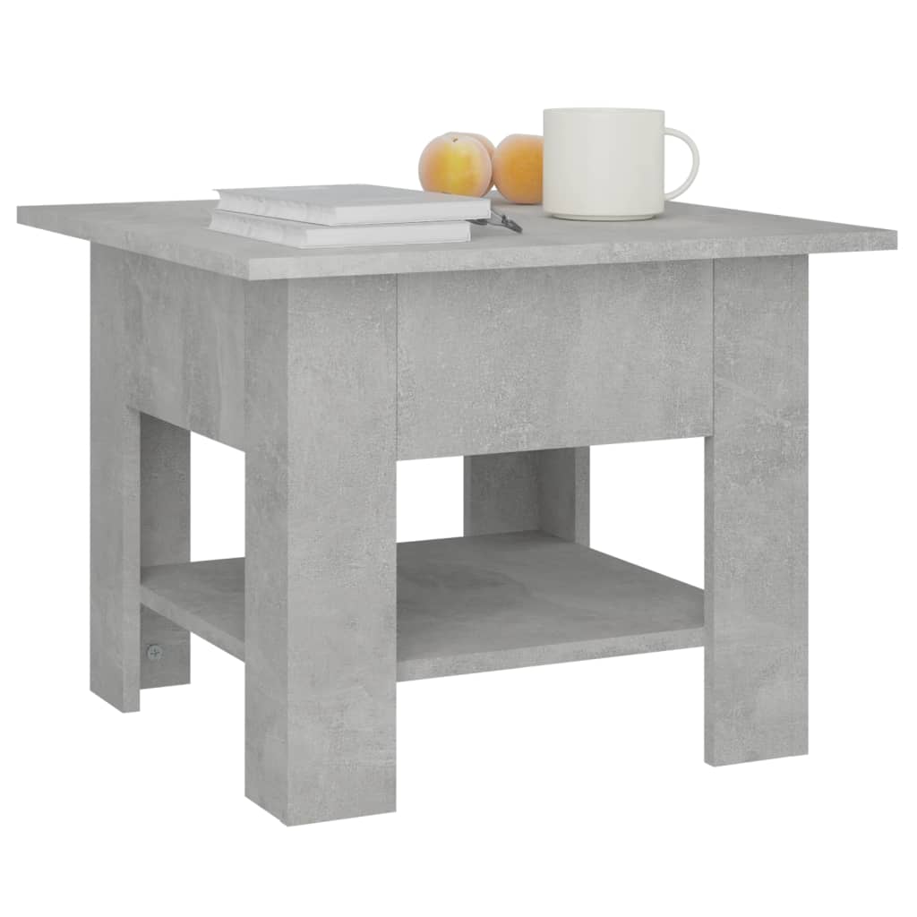 vidaXL Mesa de centro madera contrachapada gris hormigón 55x55x42 cm