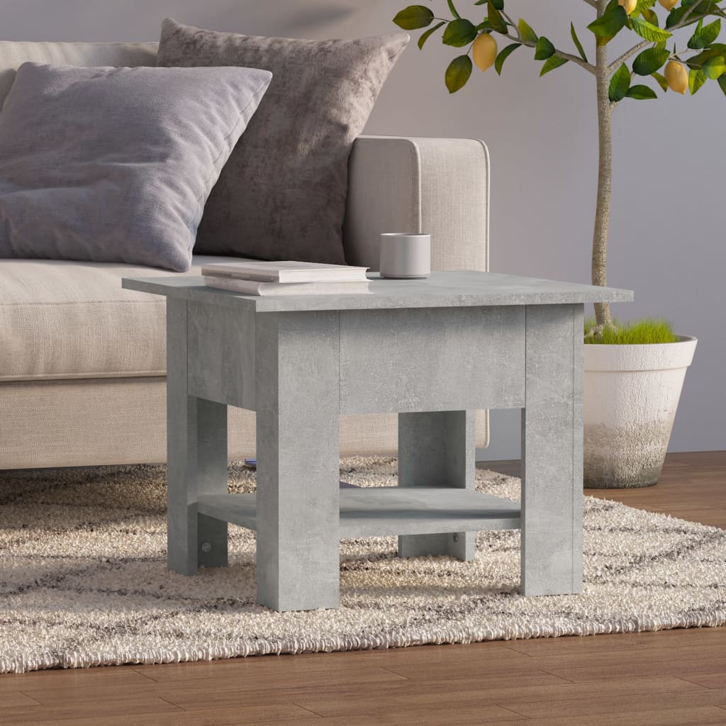 vidaXL Mesa de centro madera contrachapada gris hormigón 55x55x42 cm