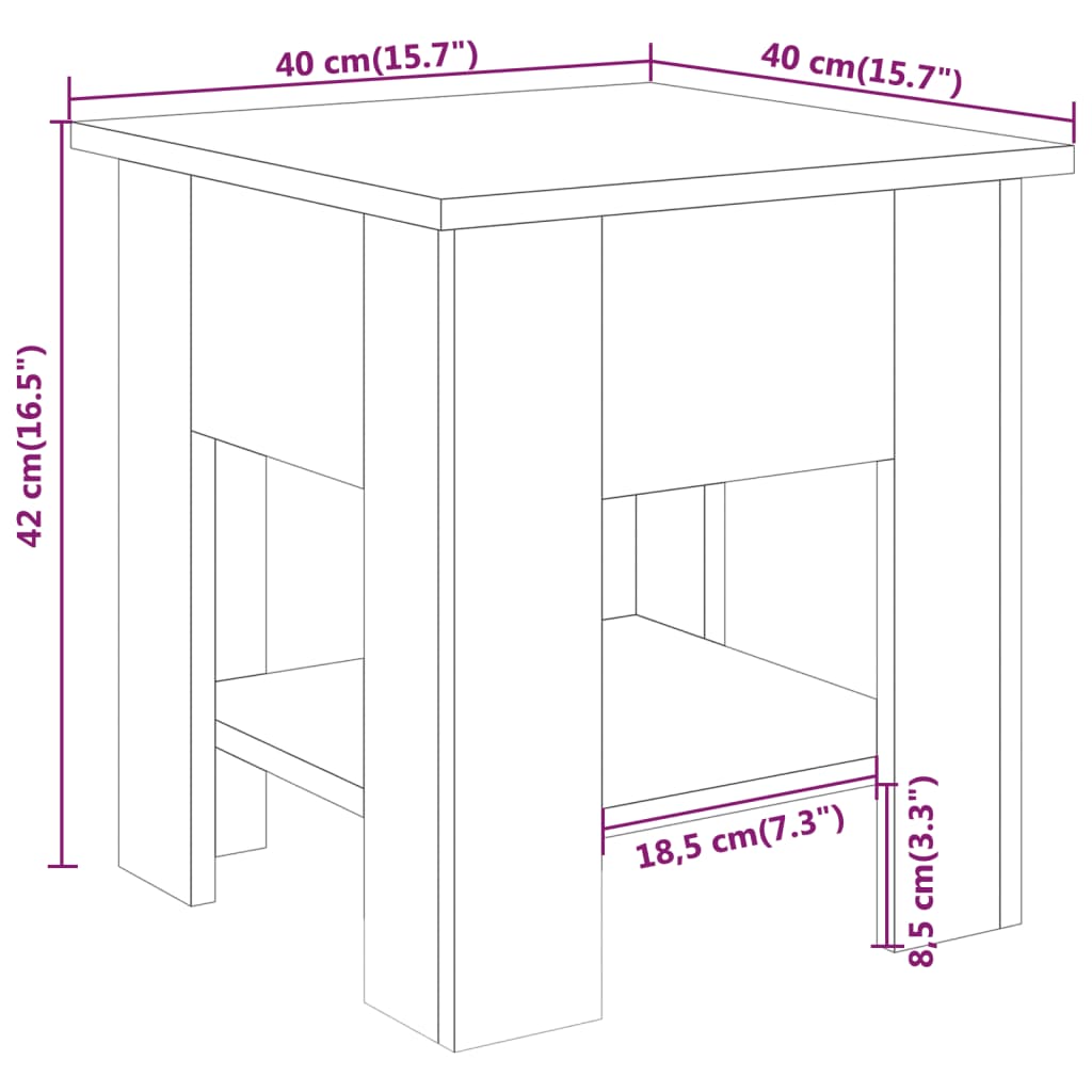 vidaXL Mesa de centro madera de ingeniería roble Sonoma 40x40x42 cm