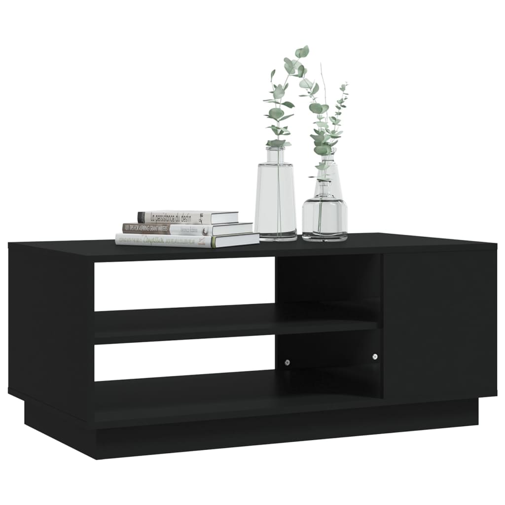 vidaXL Mesa de centro de madera de ingeniería negra 102x55x43 cm