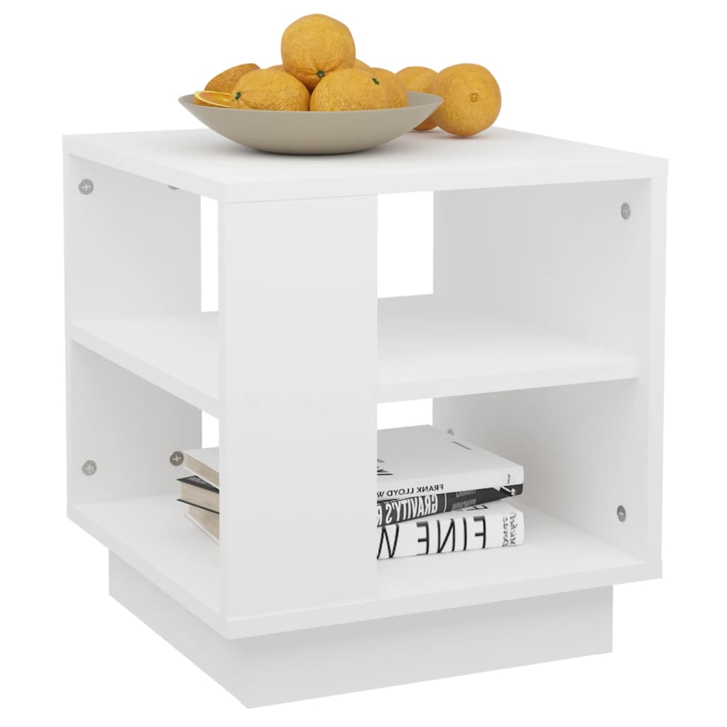 vidaXL Mesa de centro madera contrachapada blanco 40x40x43 cm