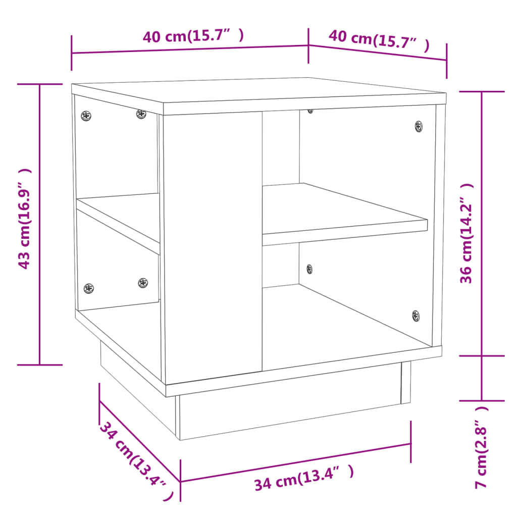 vidaXL Mesa de centro madera contrachapada blanco 40x40x43 cm