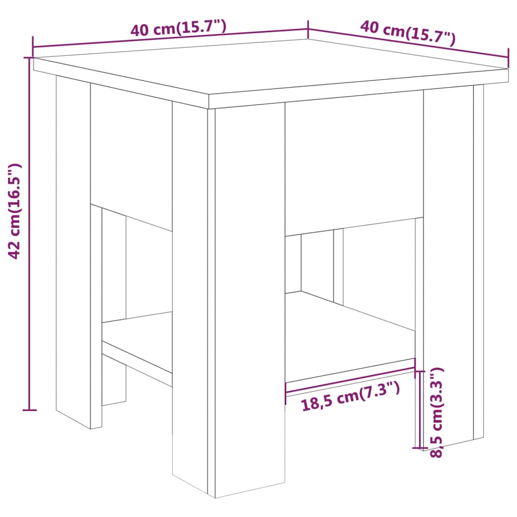 vidaXL Mesa de centro madera de ingeniería gris Sonoma 40x40x42 cm