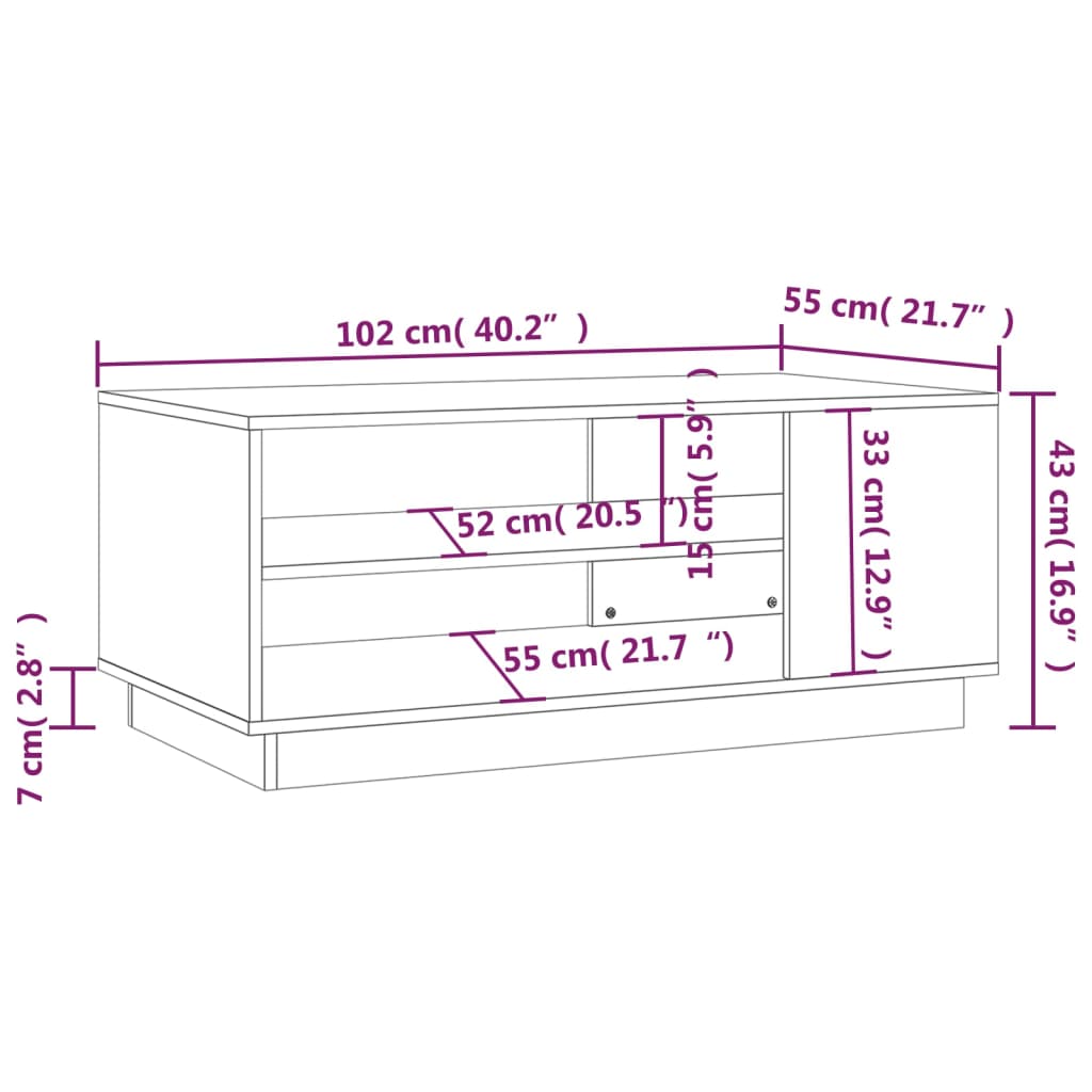 vidaXL Mesa de centro madera de ingeniería gris Sonoma 102x55x43 cm