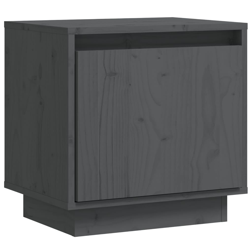 vidaXL Mesita de noche de madera maciza de pino gris 40x30x40 cm