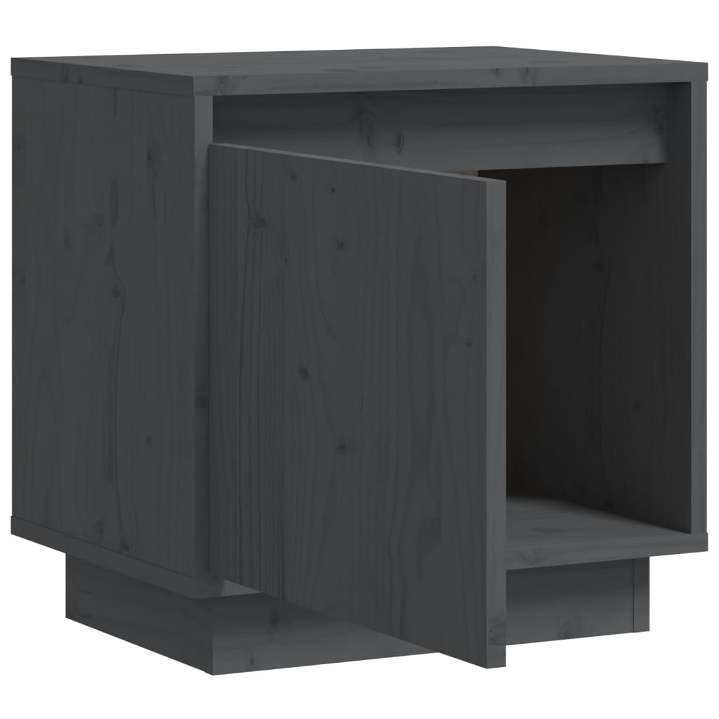 vidaXL Mesita de noche de madera maciza de pino gris 40x30x40 cm