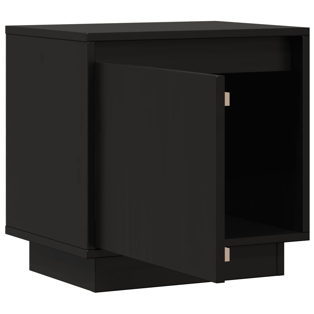 vidaXL Mesita de noche de madera maciza de pino negro 40x30x40 cm