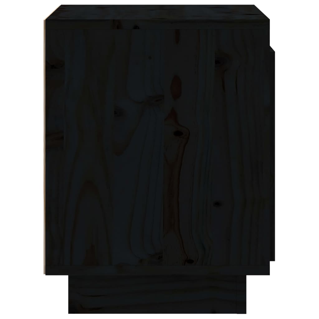 vidaXL Mesita de noche de madera maciza de pino negro 40x30x40 cm