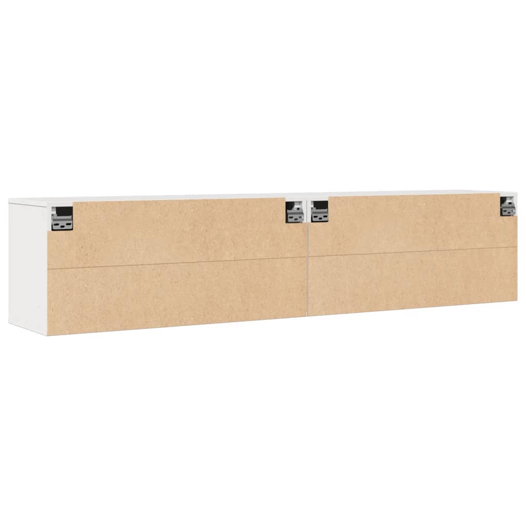 vidaXL Armario de pared 2 uds madera maciza de pino blanco 80x30x35 cm