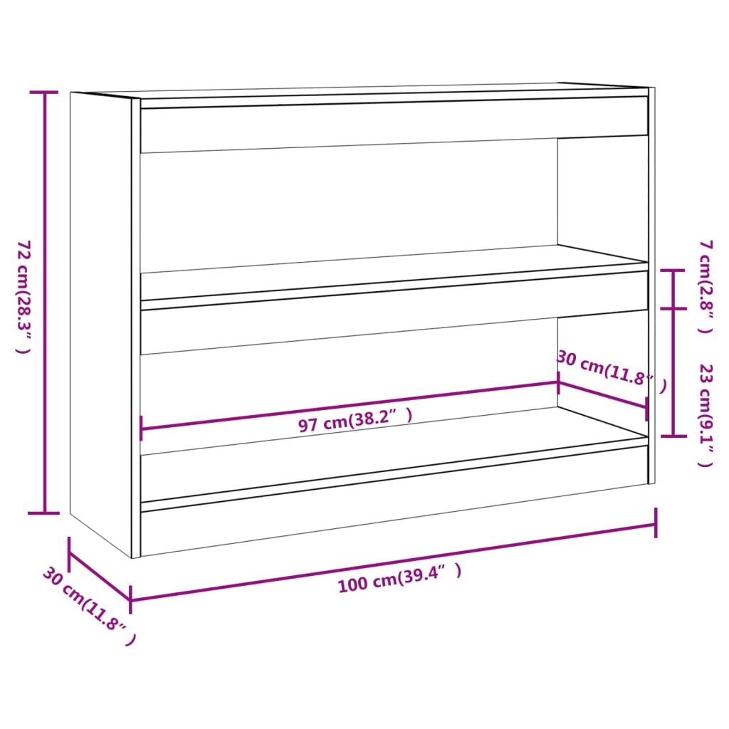 vidaXL Estantería/divisor de espacios blanco brillante 100x30x72 cm