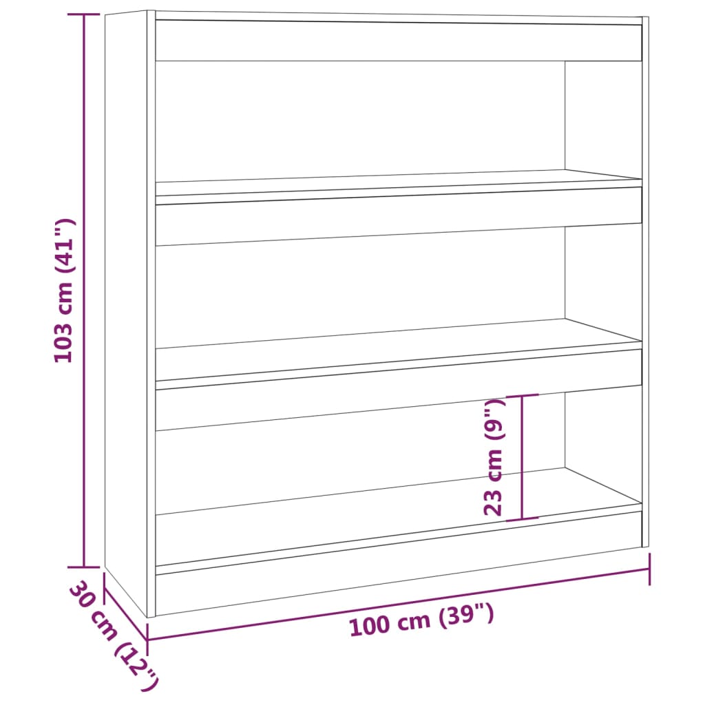 vidaXL Estantería/divisor de espacios blanco brillante 100x30x103 cm