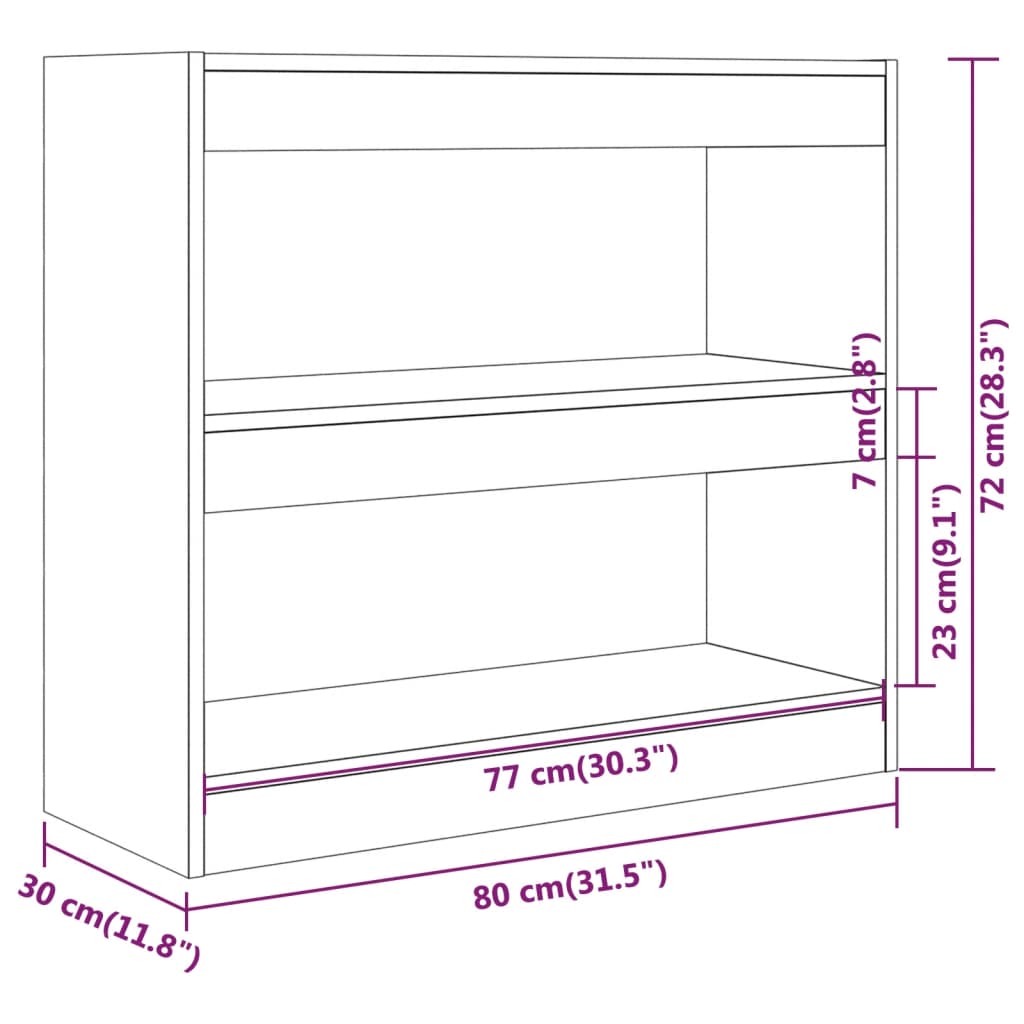 vidaXL Estantería/divisor de espacios roble marrón 80x30x72 cm