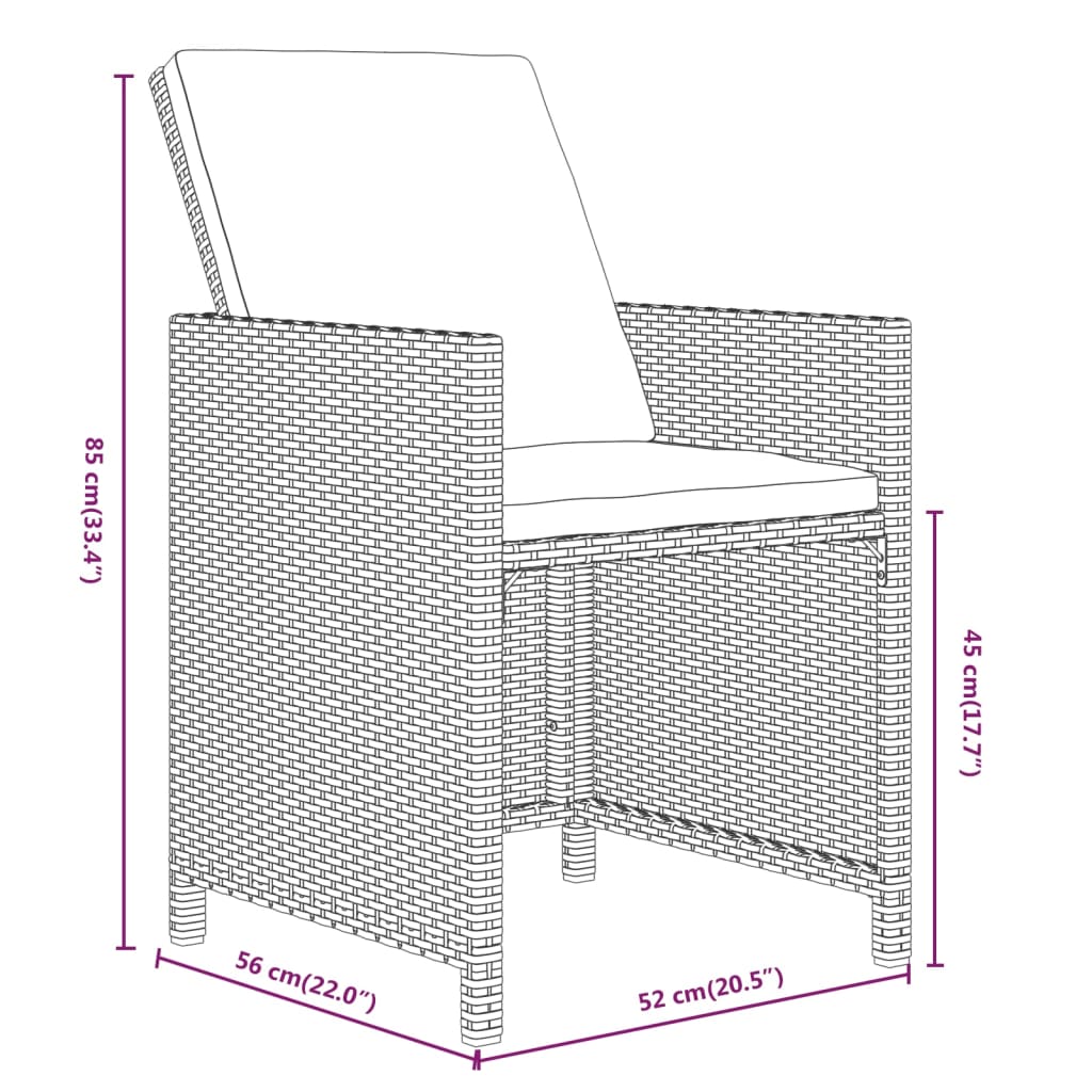 vidaXL Set de comedor de jardín 7 pzas y cojines ratán sintético negro