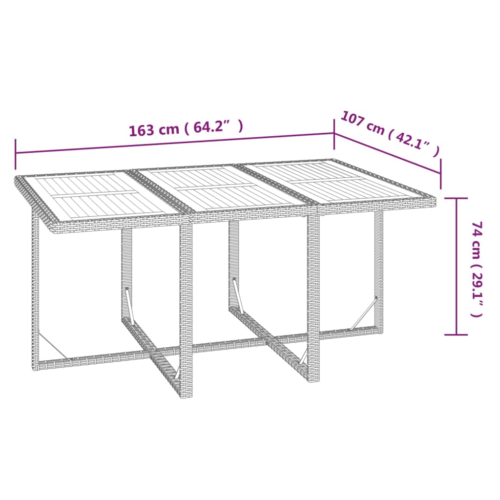 vidaXL Set de comedor de jardín 7 pzas y cojines ratán sintético negro