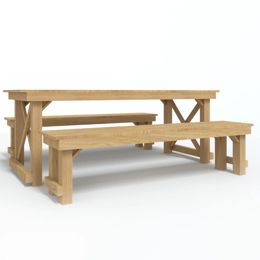 vidaXL Juego de comedor de jardín 3 piezas madera de pino impregnada