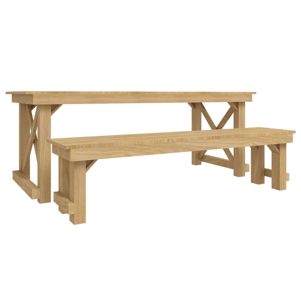 vidaXL Juego de comedor de jardín 3 piezas madera de pino impregnada