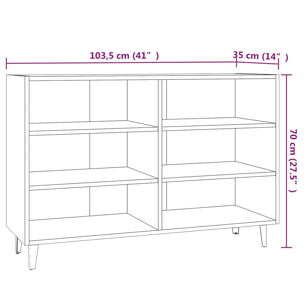 vidaXL Aparador de madera de ingeniería roble ahumado 103,5x35x70 cm