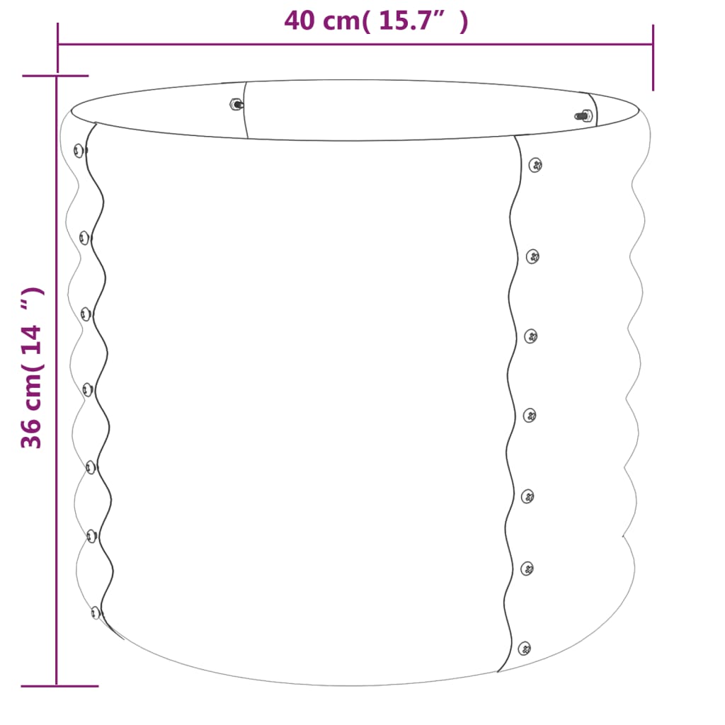 vidaXL Jardinera de acero con recubrimiento en polvo verde 40x40x36 cm