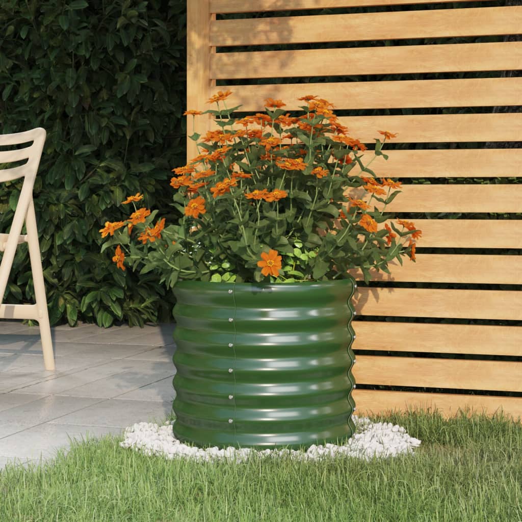 vidaXL Jardinera de acero con recubrimiento en polvo verde 40x40x36 cm