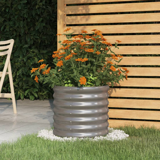 vidaXL Jardinera de acero con recubrimiento en polvo gris 40x40x36 cm