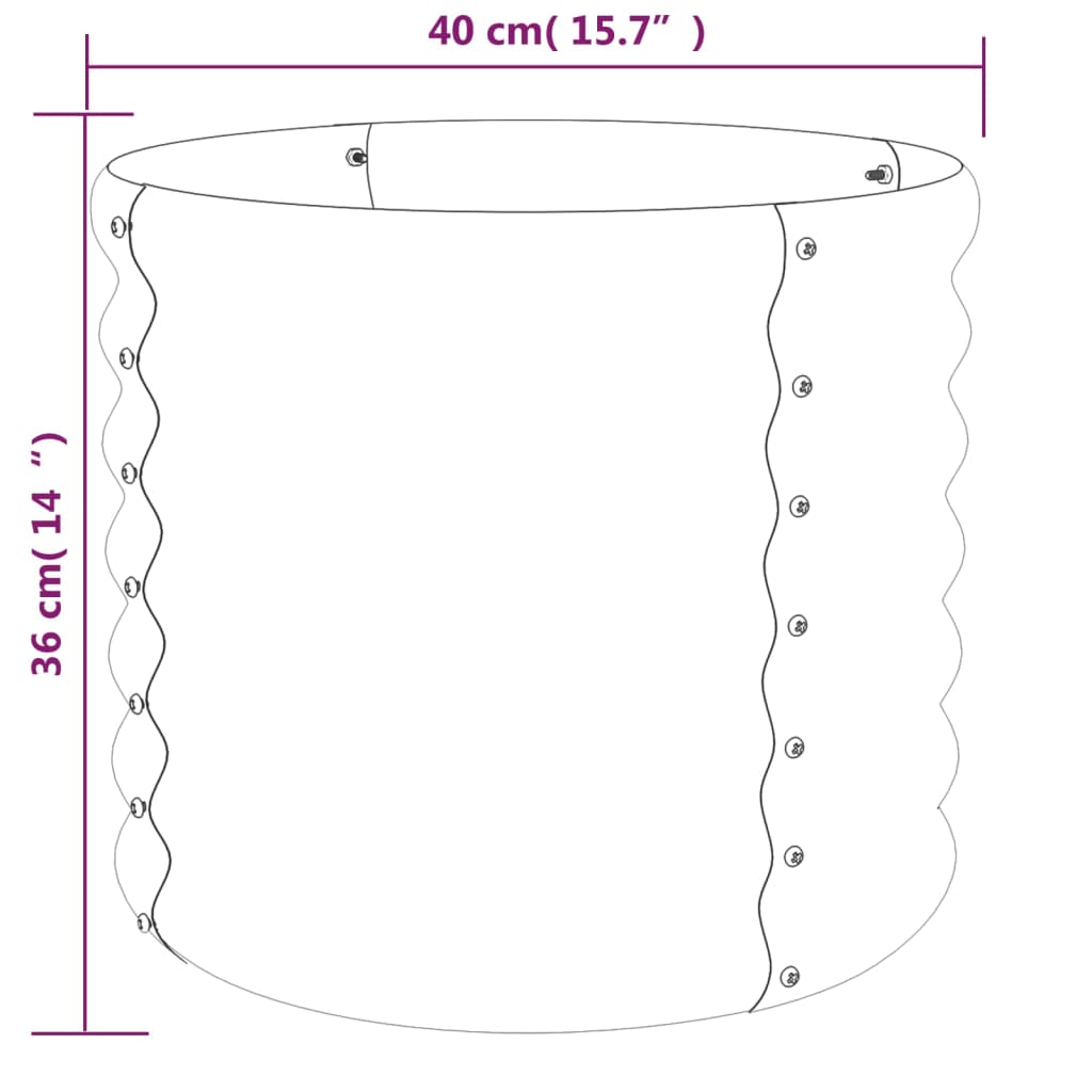 vidaXL Jardinera de acero con recubrimiento polvo marrón 40x40x36 cm