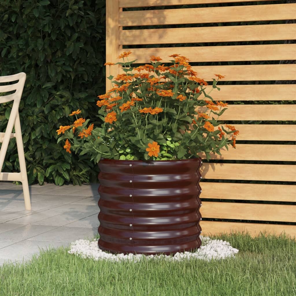 vidaXL Jardinera de acero con recubrimiento polvo marrón 40x40x36 cm