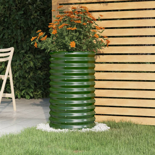 vidaXL Jardinera de acero con recubrimiento en polvo verde 40x40x68 cm