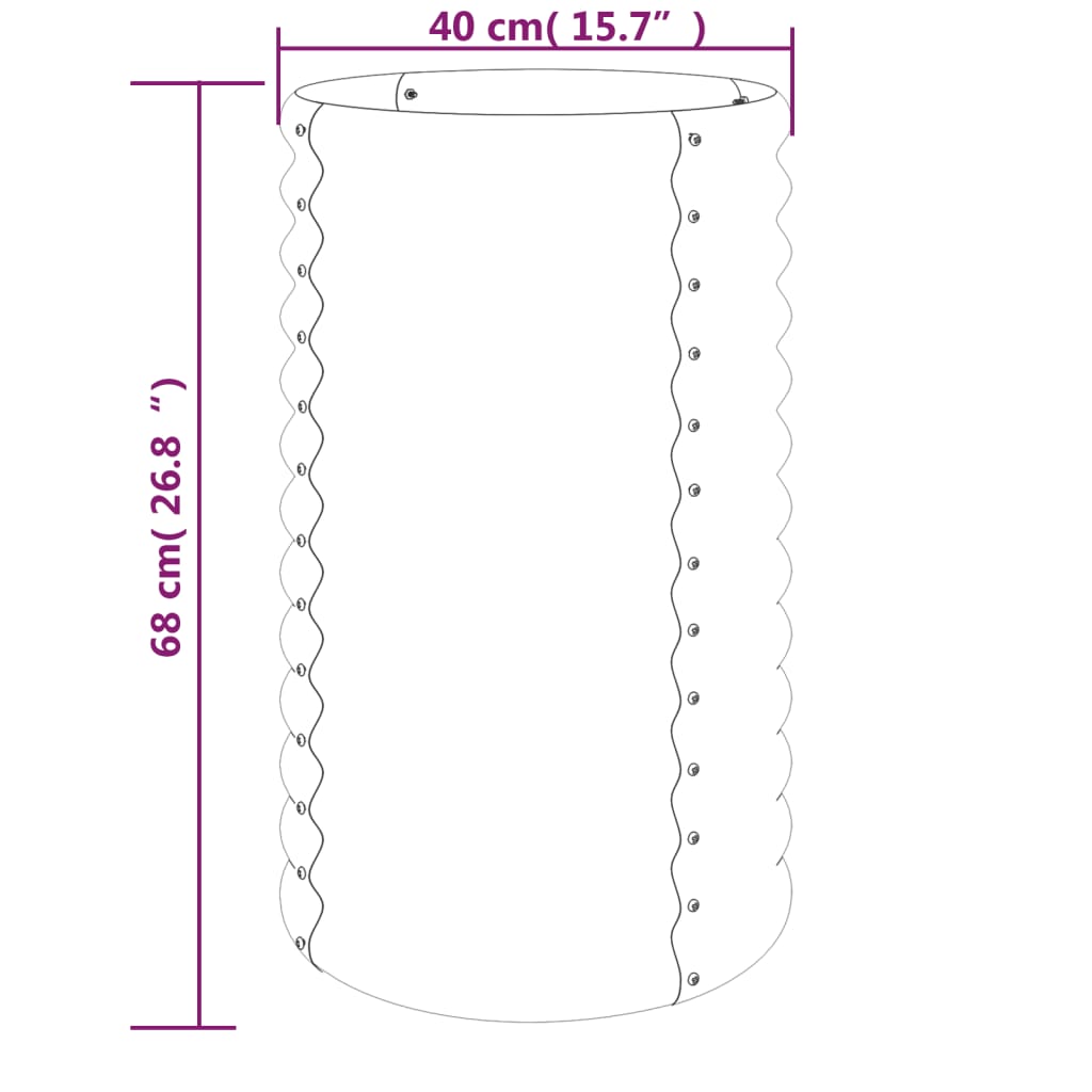 vidaXL Jardinera de acero recubrimiento en polvo plateado 40x40x68 cm