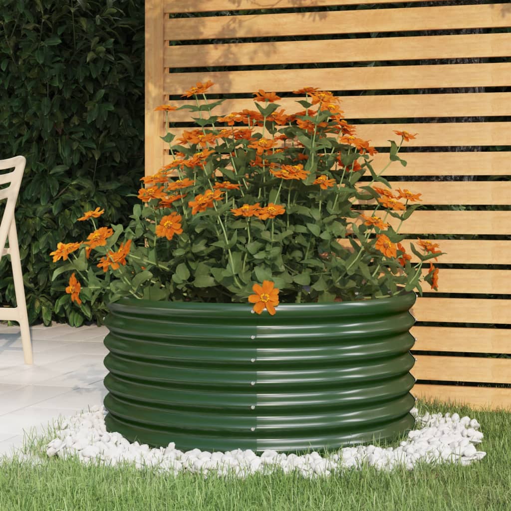 vidaXL Jardinera de acero con recubrimiento en polvo verde 80x80x36 cm