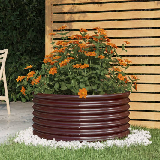 vidaXL Jardinera de acero con recubrimiento polvo marrón 80x80x36 cm