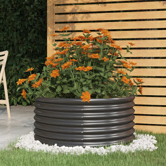 vidaXL Jardinera acero con recubrimiento polvo antracita 80x80x36 cm