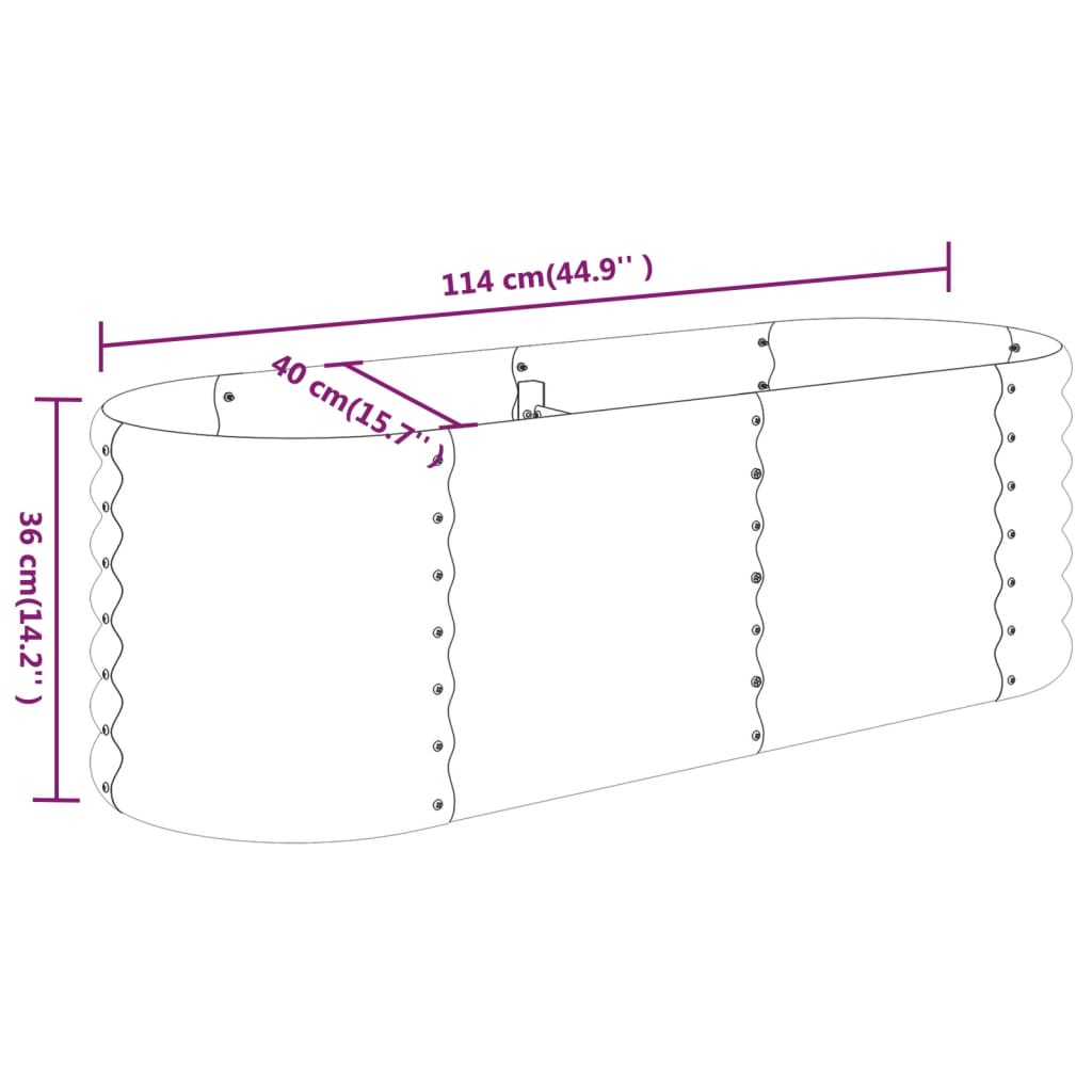 vidaXL Jardinera arriate acero recubrimiento polvo verde 114x40x36 cm