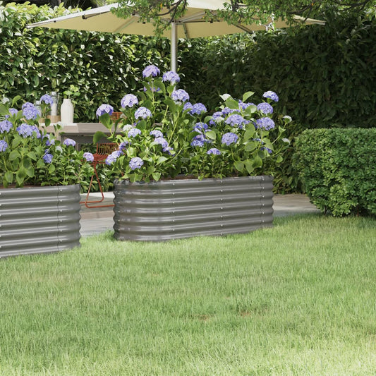 vidaXL Jardinera arriate acero recubrimiento polvo gris 114x40x36 cm